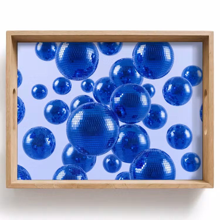 Dienblad - Blauwe disco bal — 1