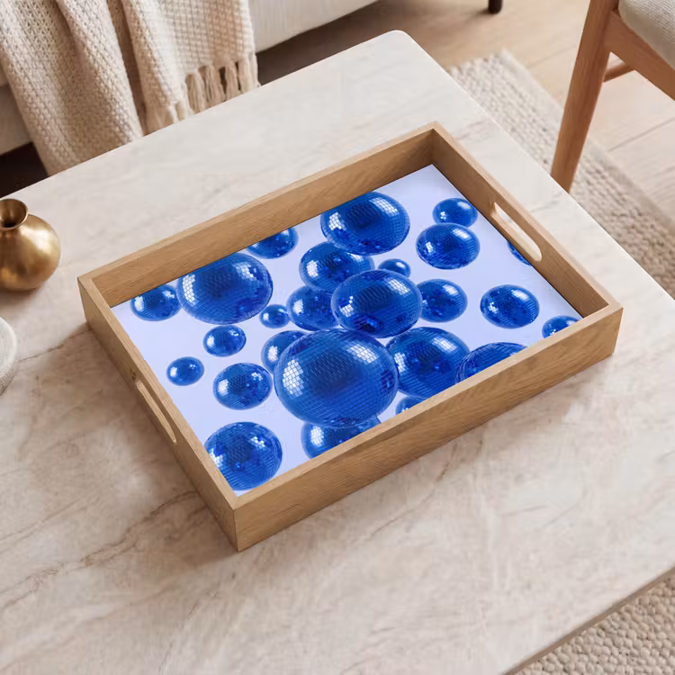 Dienblad - Blauwe disco bal — 2