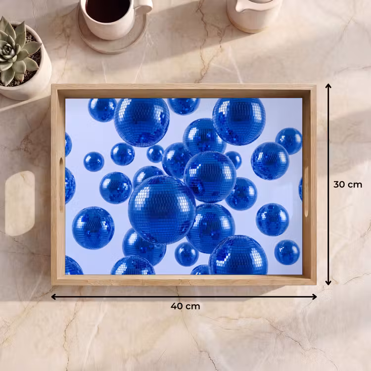 Dienblad - Blauwe disco bal — 9