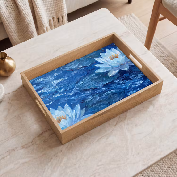 Dienblad - Bloemen - Water - Blauw — 2