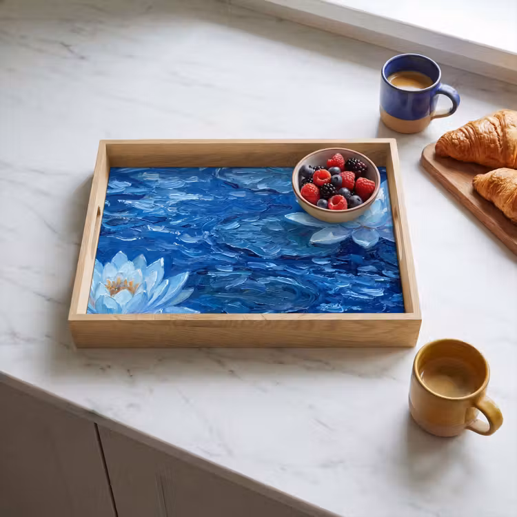 Dienblad - Bloemen - Water - Blauw — 4