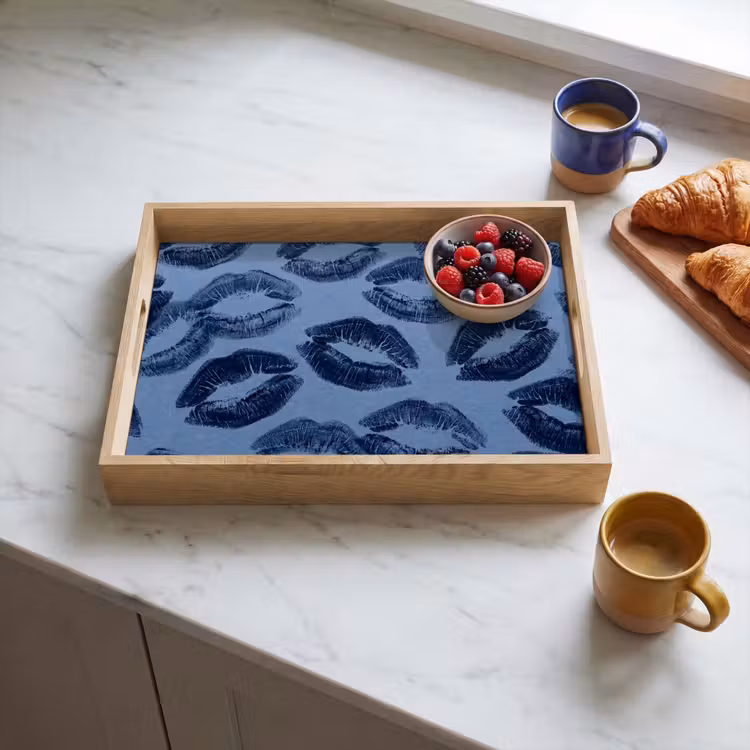 Dienblad - Lippen - Patroon - Blauw — 4