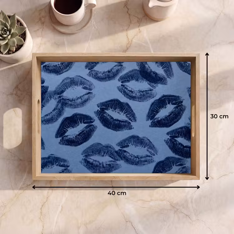 Dienblad - Lippen - Patroon - Blauw — 9