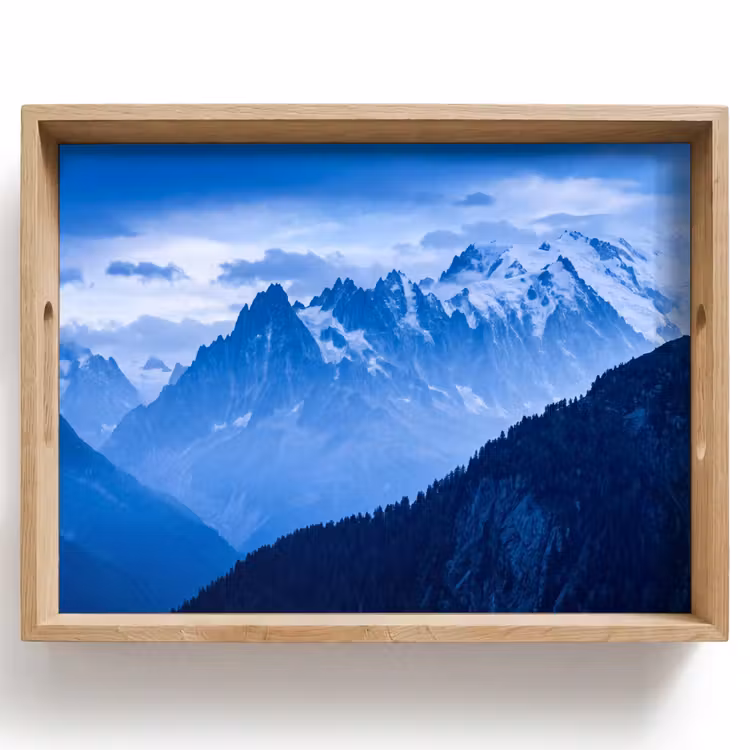 Dienblad - Bergen - Sneeuw - Blauw — 1