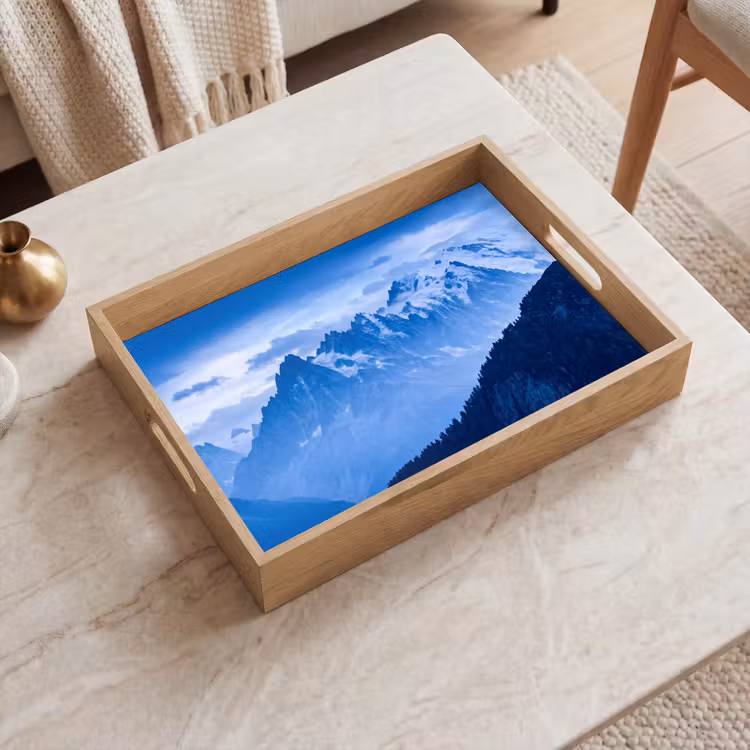 Dienblad - Bergen - Sneeuw - Blauw — 2