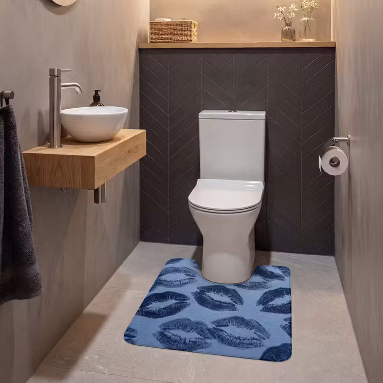 Wc Mat - Lippen - Patroon - Blauw — 2