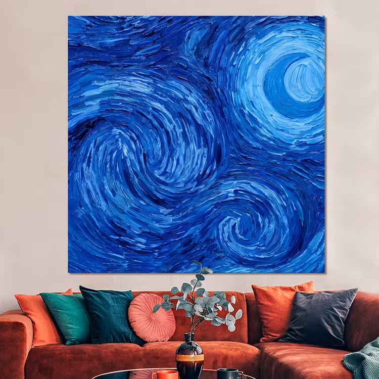 Forex - Wervelingen - Blauw - Modern — 3