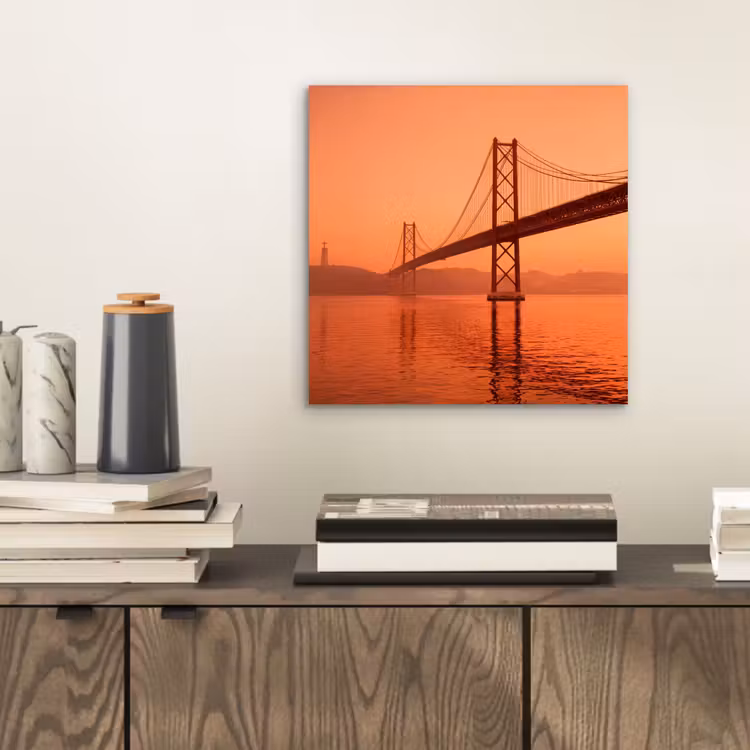 Aluminium schilderij - Brug - Water - Oranje — 2
