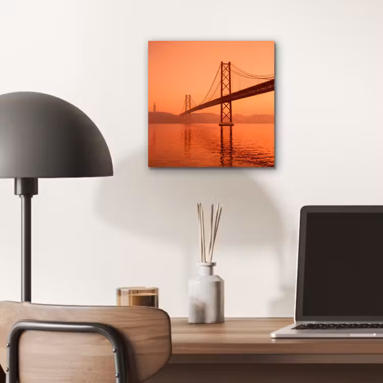 Aluminium schilderij - Brug - Water - Oranje — 6