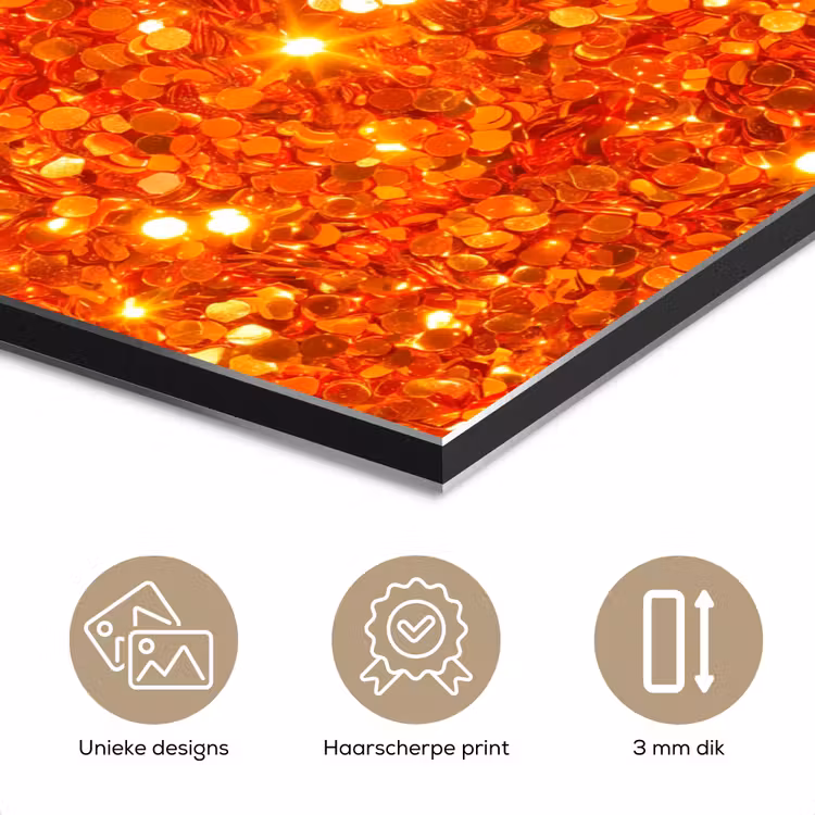 Aluminium schilderij - Glitter - Oranje - Abstract — 7