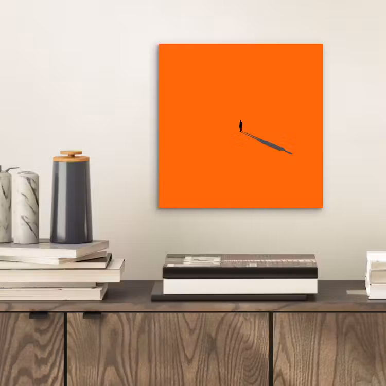 Aluminium schilderij - Persoon - Schaduw - Oranje — 2