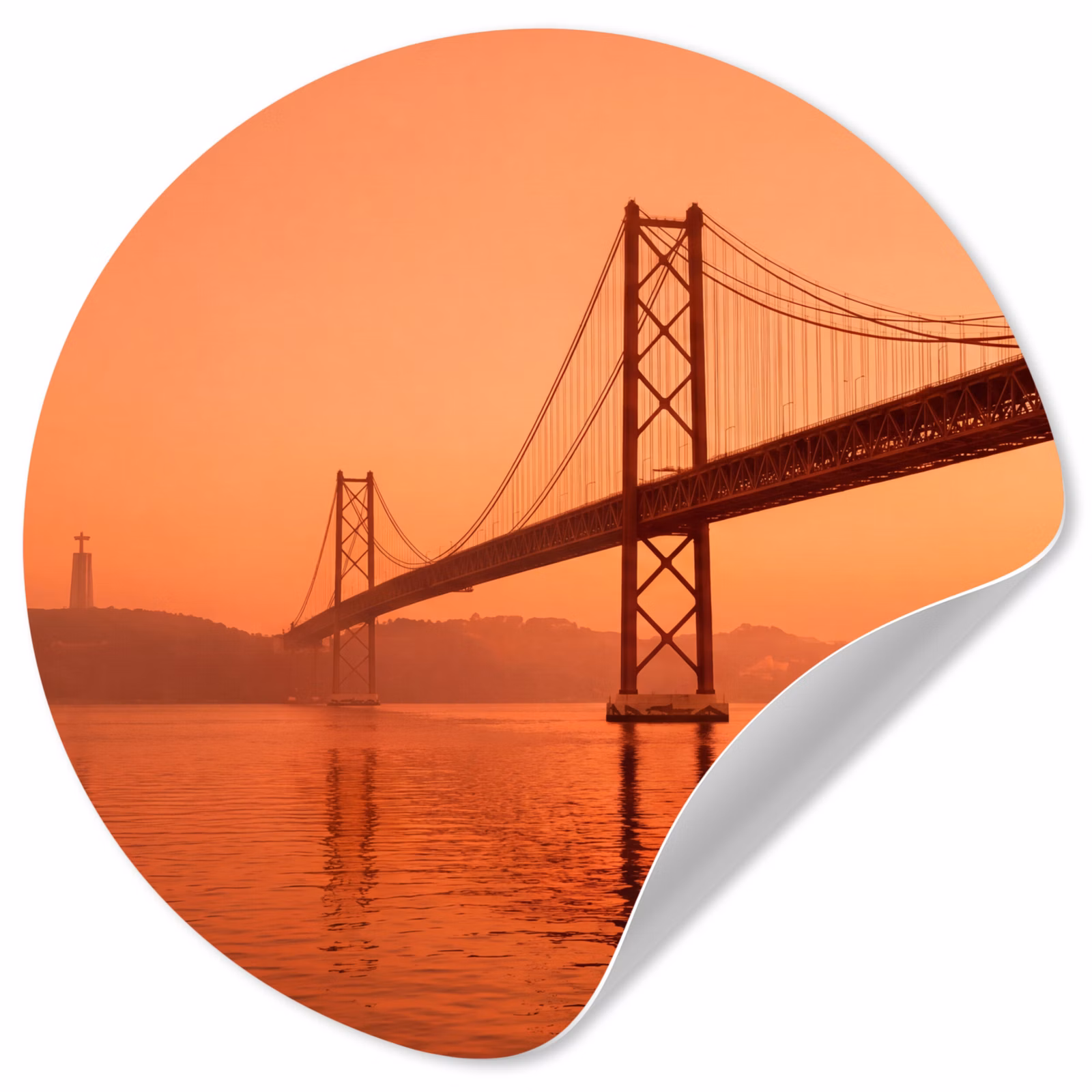 Behangcirkel - Brug - Water - Oranje — 1