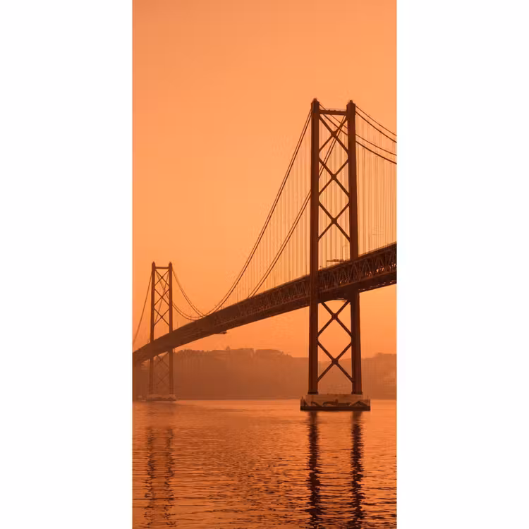 Behang - Brug - Water - Oranje β 2