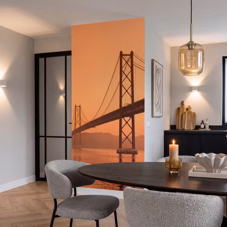Behang - Brug - Water - Oranje β 5
