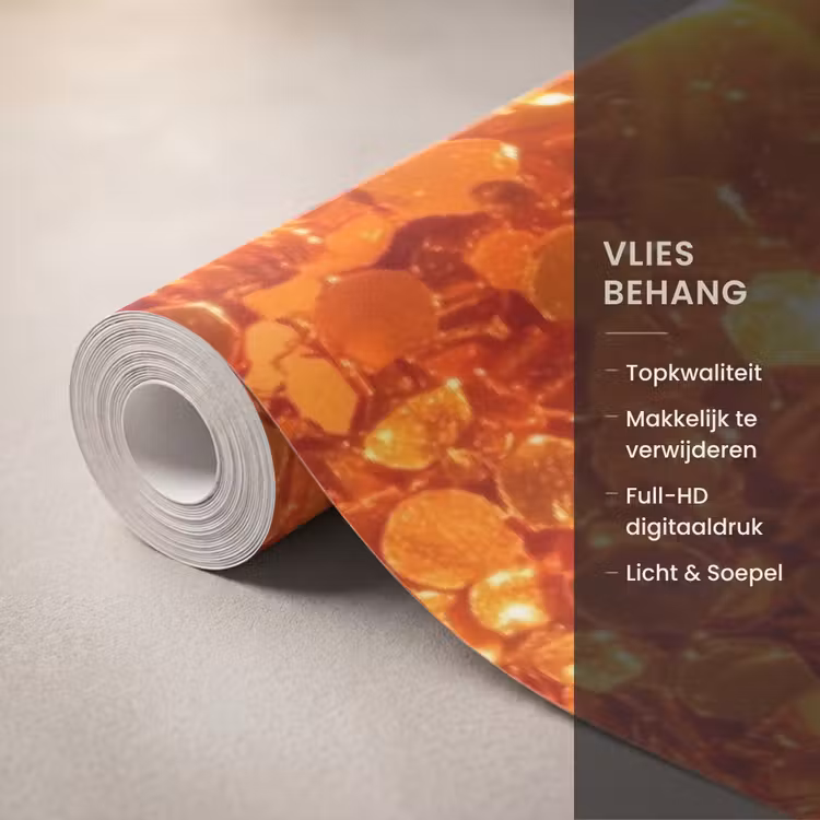 Behang - Glitter - Oranje - Abstract β 3