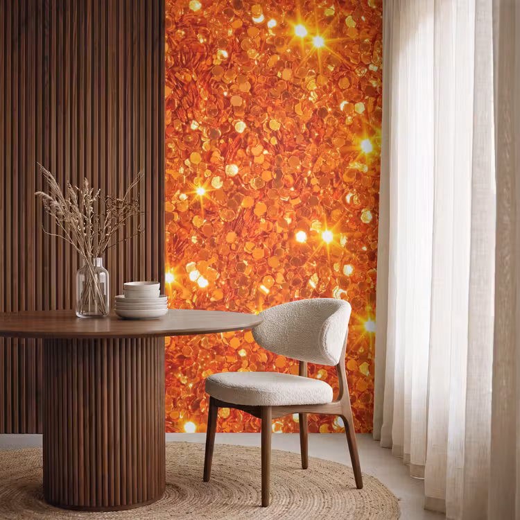 Behang - Glitter - Oranje - Abstract β 4