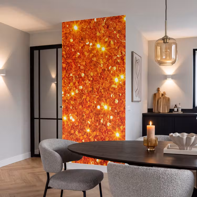Behang - Glitter - Oranje - Abstract β 5