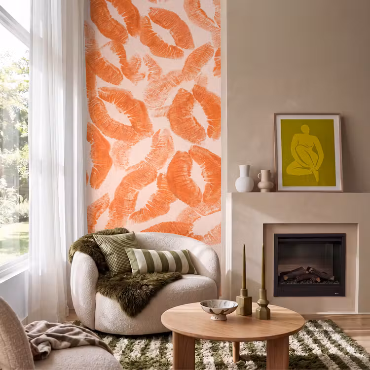 Behang - Oranje kusafdrukken - Liefde β 1