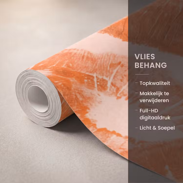 Behang - Oranje kusafdrukken - Liefde β 3