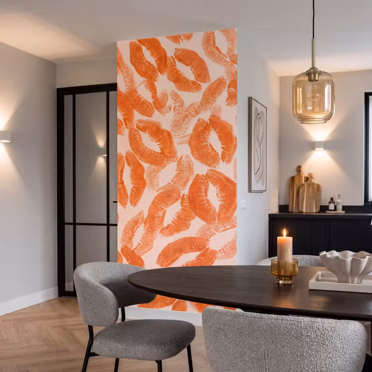 Behang - Oranje kusafdrukken - Liefde β 5