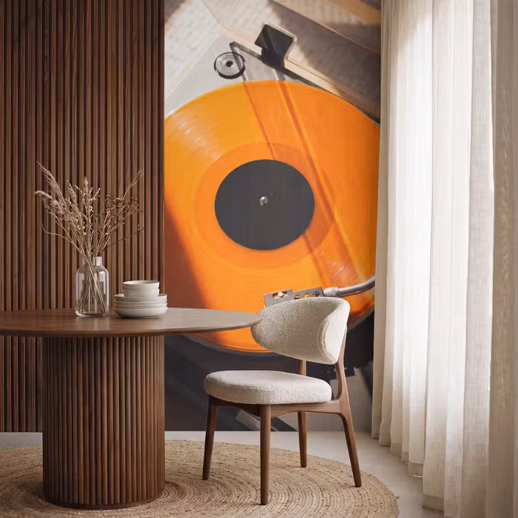 Behang - Platenspeler - Oranje - Muziek β 4