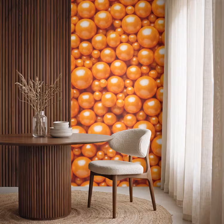 Behang - Snoep - Oranje - Patroon β 4