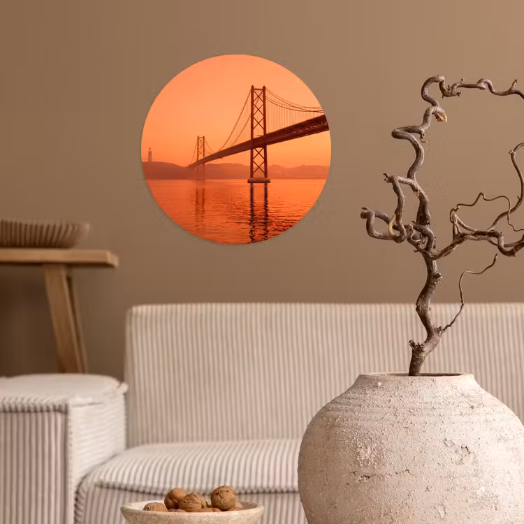 Behangcirkel - Brug - Water - Oranje — 2
