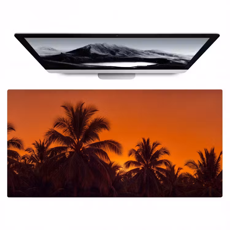 Bureau onderlegger - Palmen - Zonsondergang - Oranje — 1