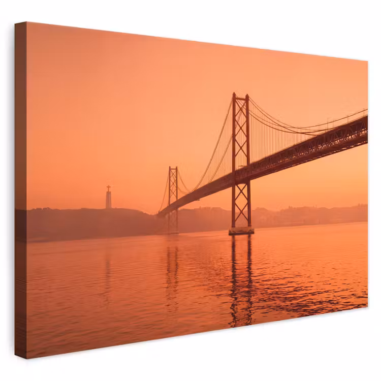 Canvas schilderij - Brug - Water - Oranje — 1