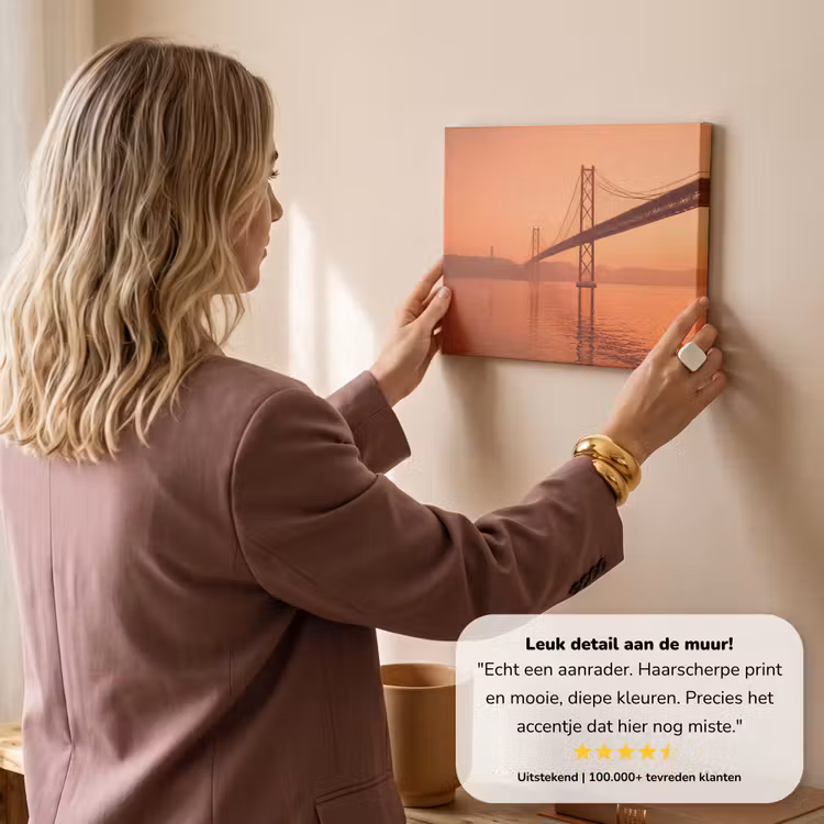 Canvas schilderij - Brug - Water - Oranje — 3