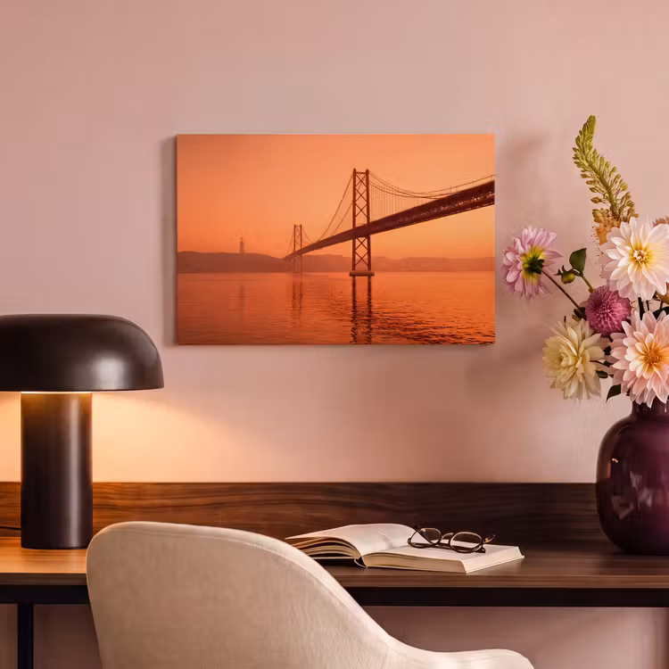 Canvas schilderij - Brug - Water - Oranje — 6