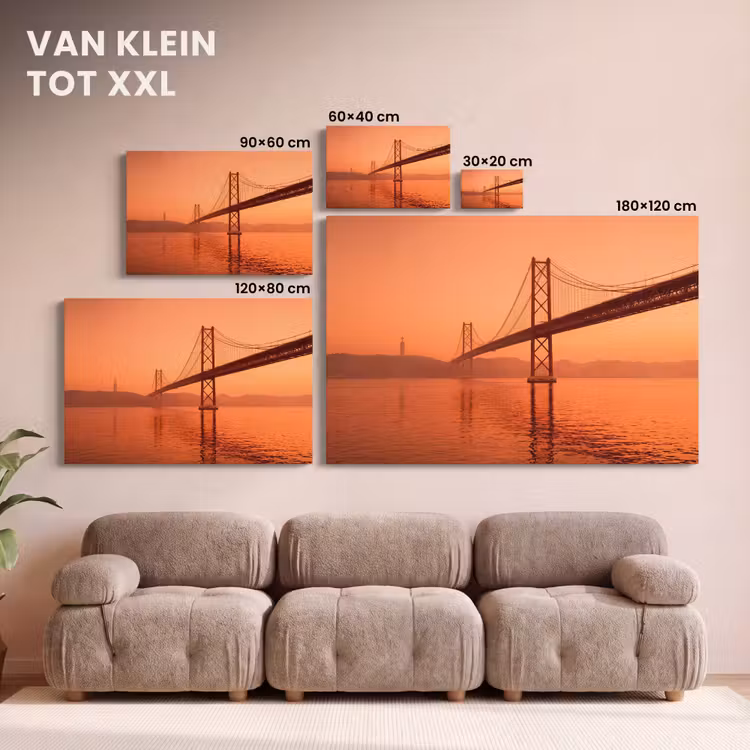 Canvas schilderij - Brug - Water - Oranje — 8