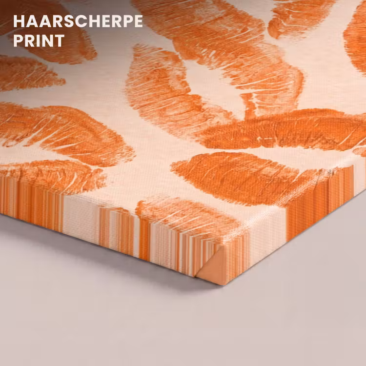 Canvas schilderij - Oranje kusafdrukken - Liefde — 5