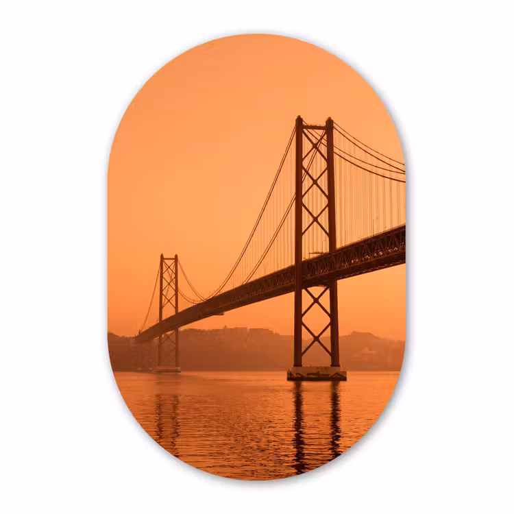 Muurovaal - Glas - Brug - Water - Oranje — 1