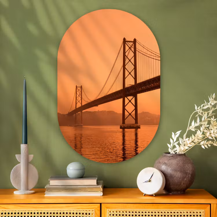 Muurovaal - Glas - Brug - Water - Oranje — 2