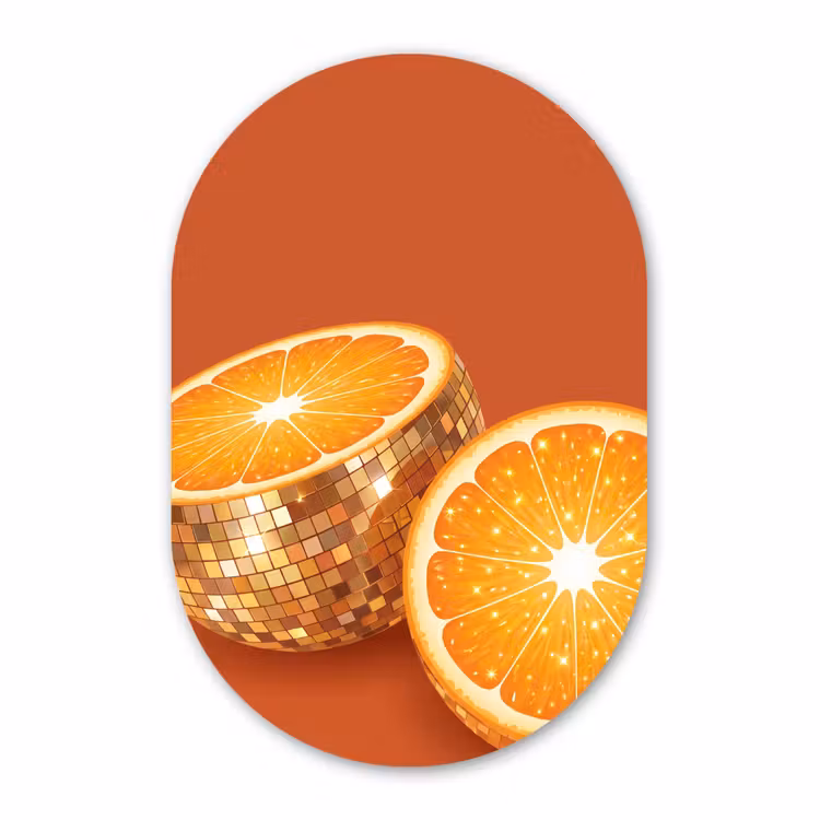 Muurovaal - Glas - Fruit - Disco - Goud — 1