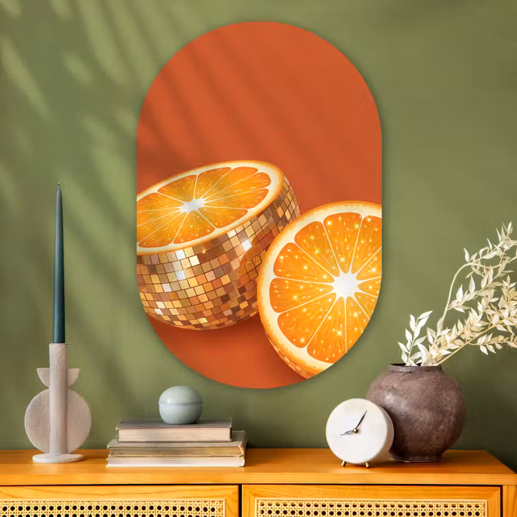 Muurovaal - Glas - Fruit - Disco - Goud — 2