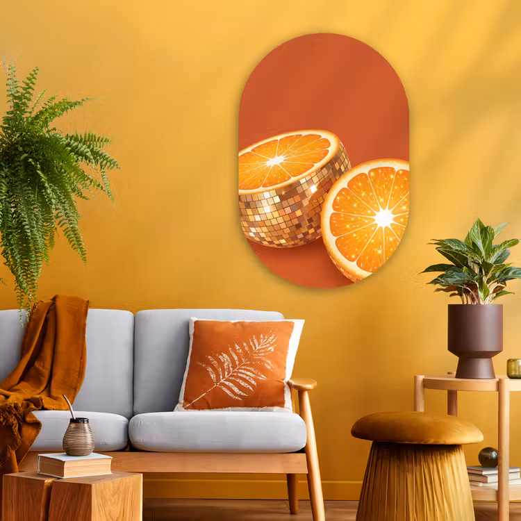 Muurovaal - Glas - Fruit - Disco - Goud — 3
