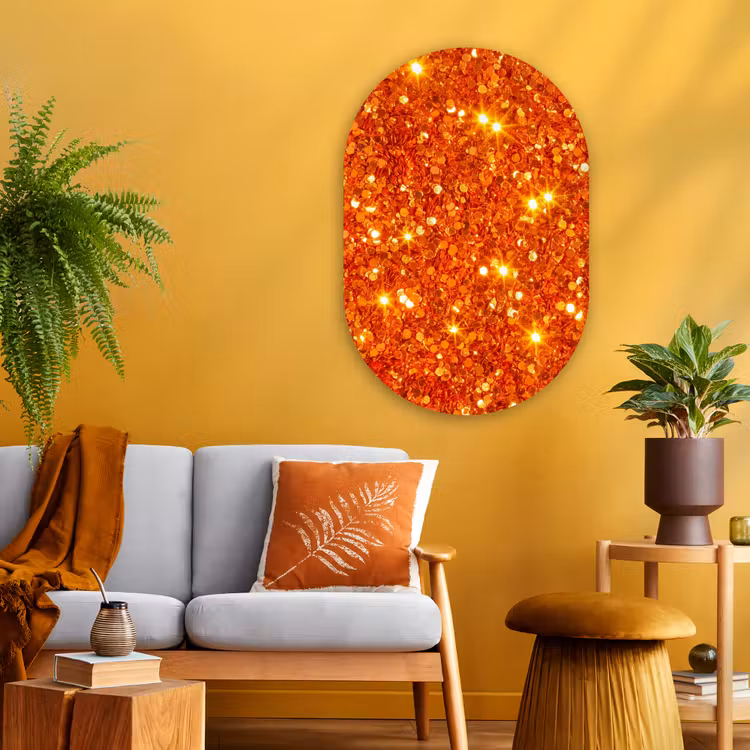 Muurovaal - Glas - Glitter - Oranje - Abstract — 3