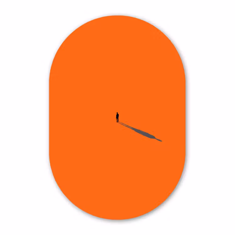 Muurovaal - Glas - Persoon - Schaduw - Oranje — 1