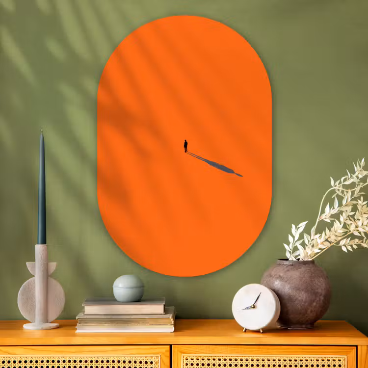 Muurovaal - Glas - Persoon - Schaduw - Oranje — 2