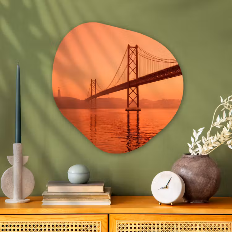 Organisch schilderij - Glas - Brug - Water - Oranje — 2