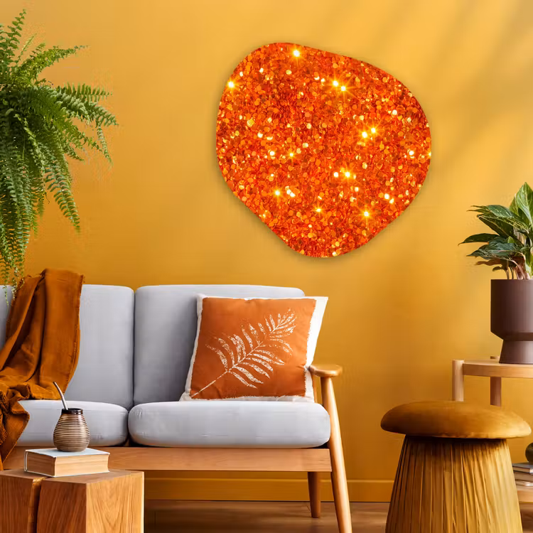 Organisch schilderij - Glas - Glitter - Oranje - Abstract — 3