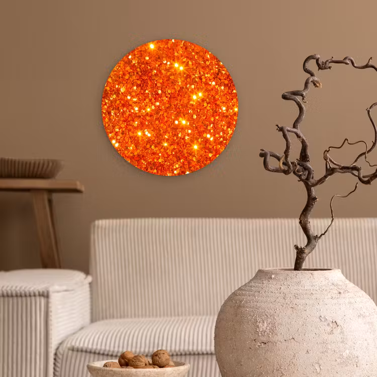 Muurcirkel - Glitter - Oranje - Abstract — 2
