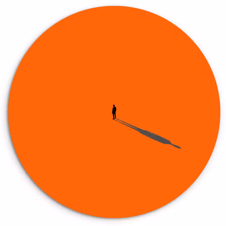 Muurcirkel - Persoon - Schaduw - Oranje — 1