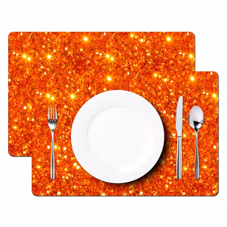 Placemat - 6 stuks - Glitter - Oranje - Abstract — 2