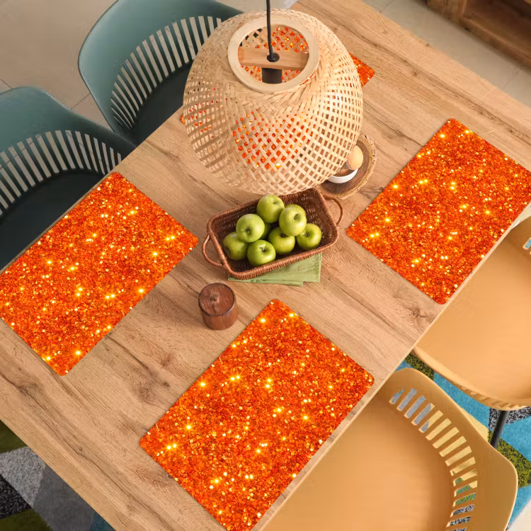 Placemat - 6 stuks - Glitter - Oranje - Abstract — 4