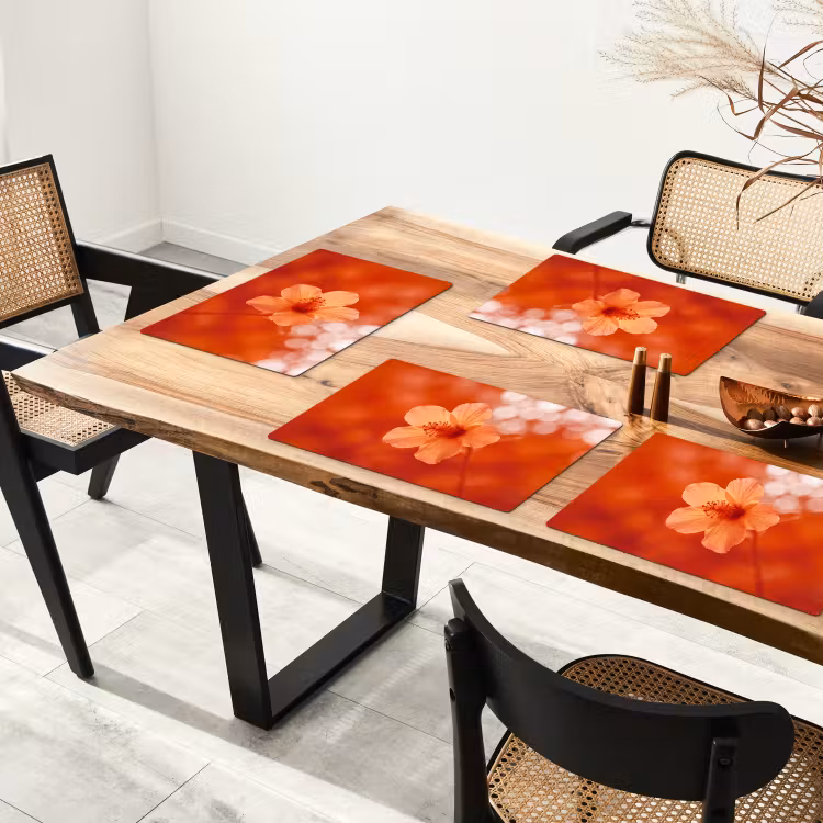 Placemat - 6 stuks - Oranje bloem - Macro — 3
