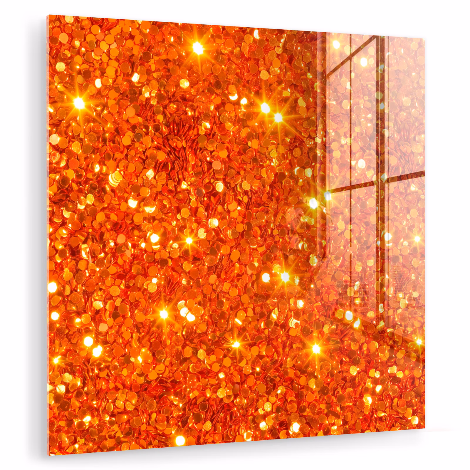 Glas schilderij - Glitter - Oranje - Abstract — 1