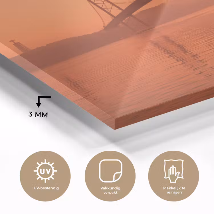 Glas schilderij - Brug - Water - Oranje — 3